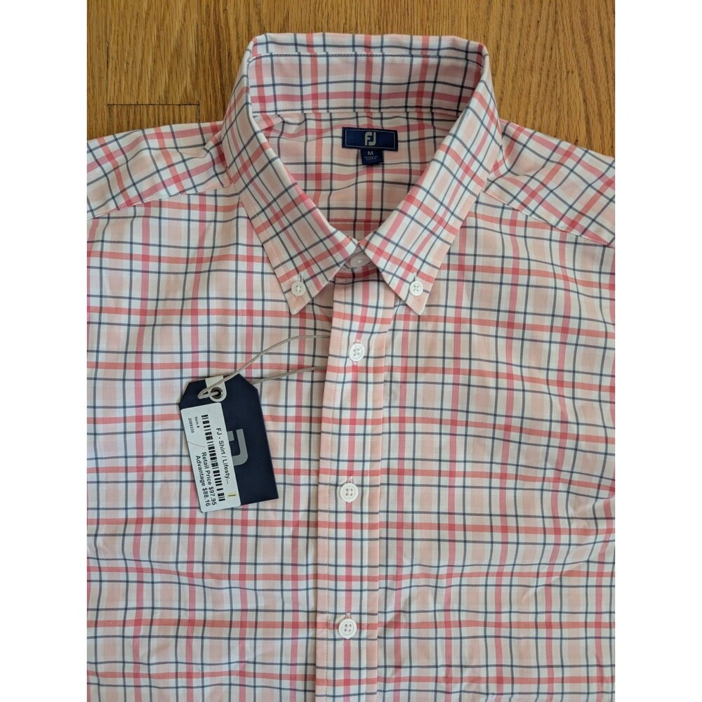 FootJoy Shirt Men Medium Super Soft Woven Plaid Button Down Golf Performance NWT